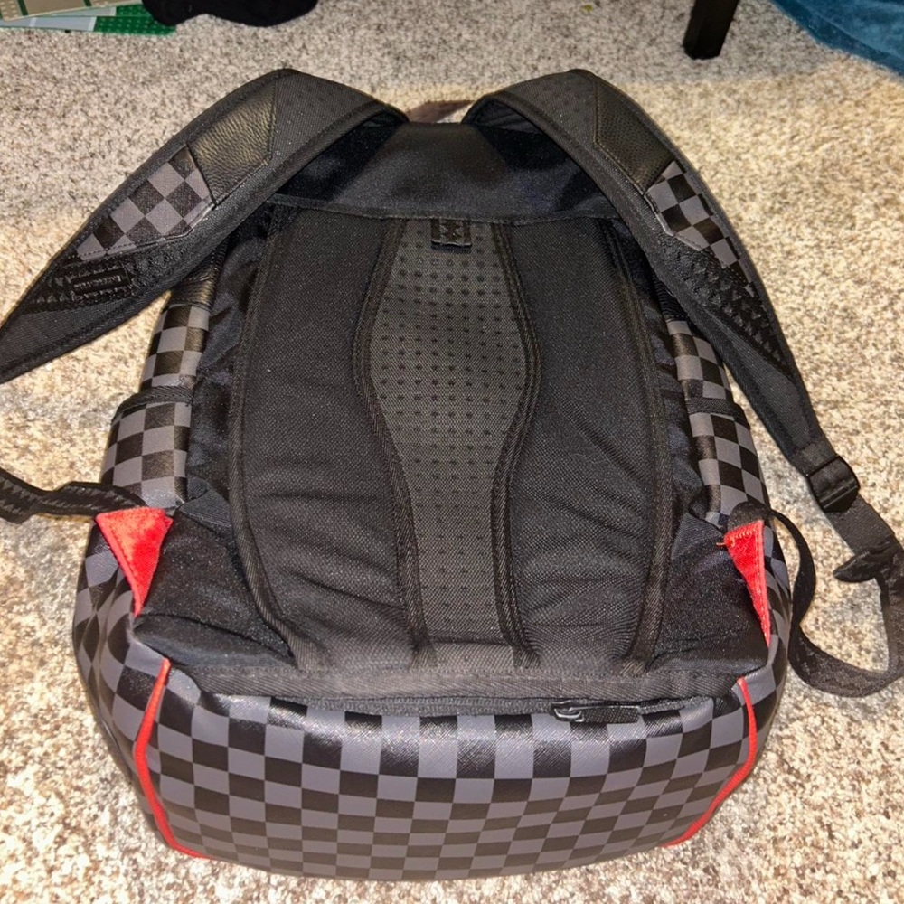 Sprayground Checkered Backpack With Red Accents - image 3